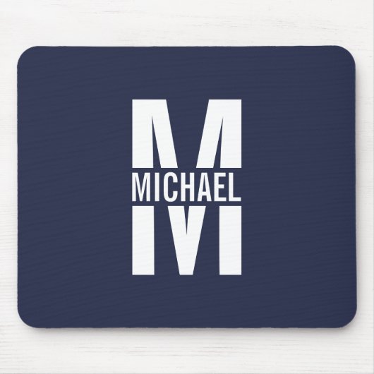Navy Blue - gepersonaliseerd monogram en naam Muismat (Voorkant)