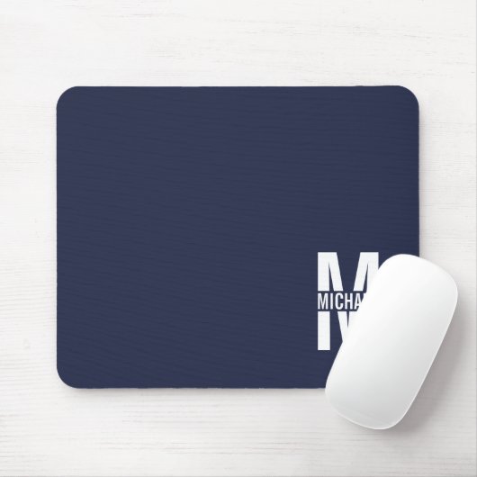 Navy Blue - gepersonaliseerd monogram en naam Muismat (Met muis)