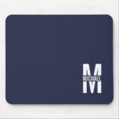 Navy Blue - gepersonaliseerd monogram en naam Muismat (Voorkant)