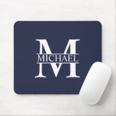 Navy Blue - gepersonaliseerd monogram en naam Muismat (Met muis)