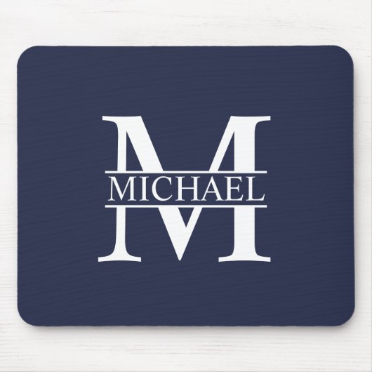 Navy Blue - gepersonaliseerd monogram en naam Muismat (Voorkant)