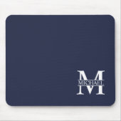 Navy Blue - gepersonaliseerd monogram en naam Muismat (Voorkant)