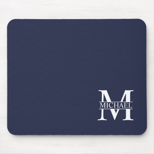 Navy Blue - gepersonaliseerd monogram en naam Muismat (Voorkant)