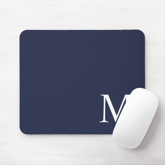 Navy Blue - gepersonaliseerd monogram en naam Muismat (Met muis)