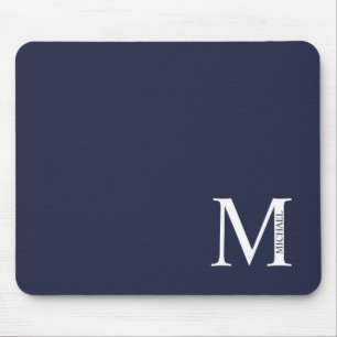 Navy Blue - gepersonaliseerd monogram en naam Muismat