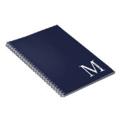 Navy Blue - gepersonaliseerd monogram en naam Notitieboek (Rechterzijde)