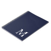Navy Blue - gepersonaliseerd monogram en naam Notitieboek (Linkerzijde)