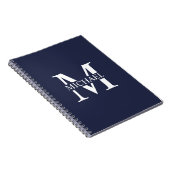 Navy Blue - gepersonaliseerd monogram en naam Notitieboek (Rechterzijde)