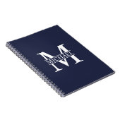 Navy Blue - gepersonaliseerd monogram en naam Notitieboek (Rechterzijde)