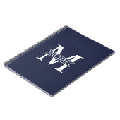 Navy Blue - gepersonaliseerd monogram en naam Notitieboek (Linkerzijde)