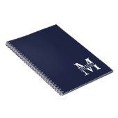 Navy Blue - gepersonaliseerd monogram en naam Notitieboek (Rechterzijde)