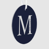 Navy Blue - gepersonaliseerd monogram en naam Ornament (voorkant)
