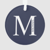 Navy Blue - gepersonaliseerd monogram en naam Ornament (achterkant)