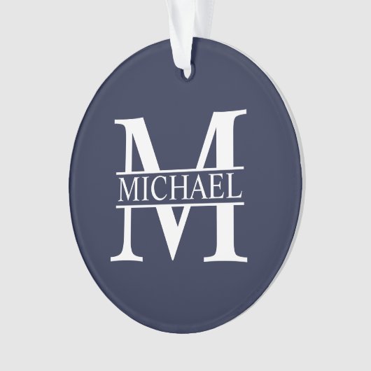 Navy Blue - gepersonaliseerd monogram en naam Ornament (voorkant)