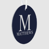 Navy Blue - gepersonaliseerd monogram en naam Ornament (voorkant)