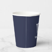 Navy Blue - gepersonaliseerd monogram en naam Papieren Bekers (Rechts)