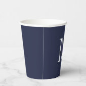 Navy Blue - gepersonaliseerd monogram en naam Papieren Bekers (Rechts)