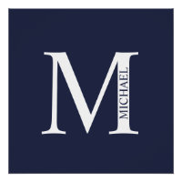 Navy Blue - gepersonaliseerd monogram en naam