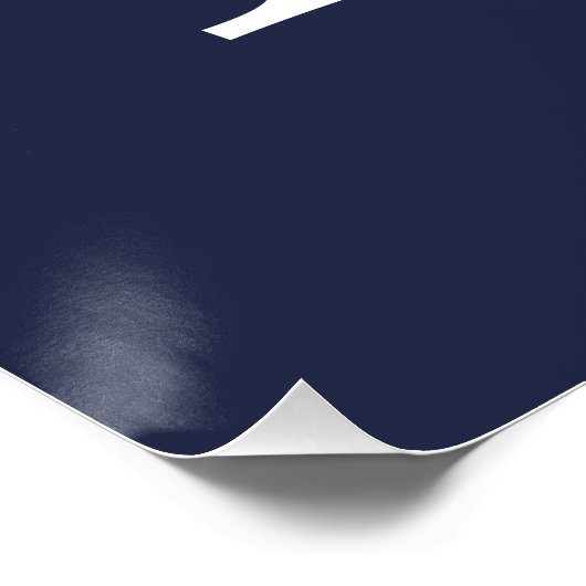 Navy Blue - gepersonaliseerd monogram en naam Perfect Poster (Hoek)