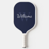 Navy Blue - gepersonaliseerd monogram en naam Pickleball Paddle (Achterkant)