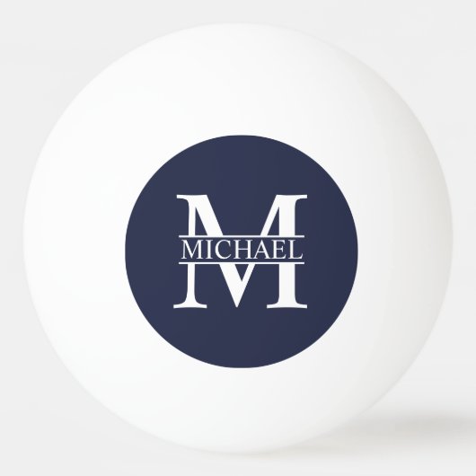 Navy Blue - gepersonaliseerd monogram en naam Pingpongbal (Voorkant)