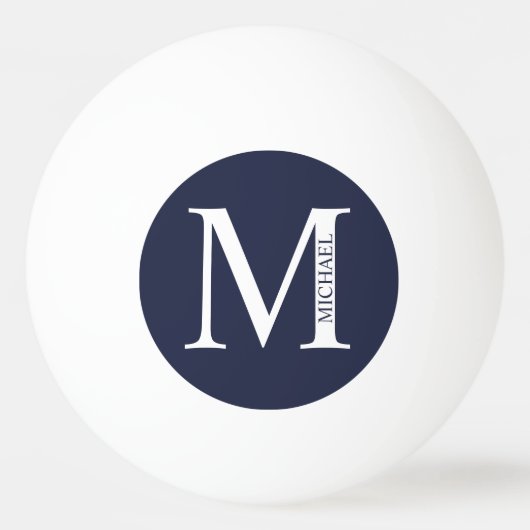 Navy Blue - gepersonaliseerd monogram en naam Pingpongbal (Voorkant)