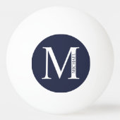 Navy Blue - gepersonaliseerd monogram en naam Pingpongbal (Achterkant)