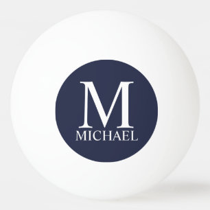 Navy Blue - gepersonaliseerd monogram en naam Pingpongbal