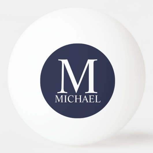Navy Blue - gepersonaliseerd monogram en naam Pingpongbal (Voorkant)