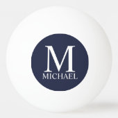 Navy Blue - gepersonaliseerd monogram en naam Pingpongbal (Achterkant)