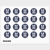 Navy Blue - gepersonaliseerd monogram en naam Ronde Sticker (Vel)