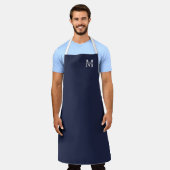 Navy Blue - gepersonaliseerd monogram en naam Schort (Gedragen)