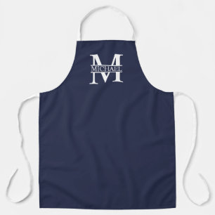Navy Blue - gepersonaliseerd monogram en naam Schort