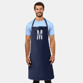 Navy Blue - gepersonaliseerd monogram en naam Schort (Gedragen)