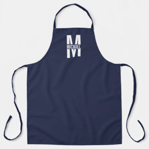 Navy Blue - gepersonaliseerd monogram en naam Schort