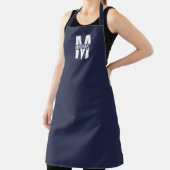 Navy Blue - gepersonaliseerd monogram en naam Schort (Insitu)