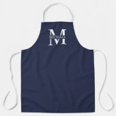 Navy Blue - gepersonaliseerd monogram en naam Schort (Voorkant)