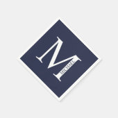 Navy Blue - gepersonaliseerd monogram en naam Servet (Hoek)