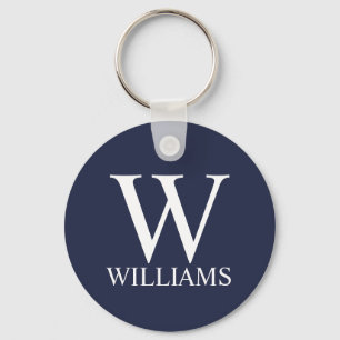 Navy Blue - gepersonaliseerd monogram en naam Sleutelhanger