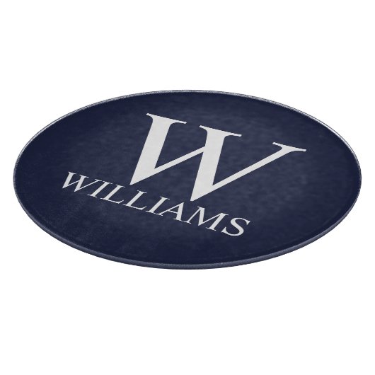 Navy Blue - gepersonaliseerd monogram en naam Snijplank (Hoek)