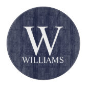 Navy Blue - gepersonaliseerd monogram en naam Snijplank (Voorkant)