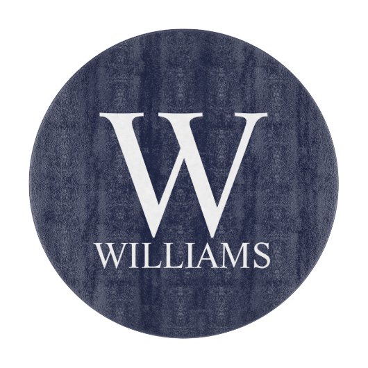 Navy Blue - gepersonaliseerd monogram en naam Snijplank (Voorkant)
