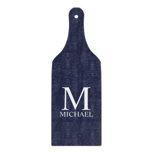 Navy Blue - gepersonaliseerd monogram en naam Snijplank (Voorkant)