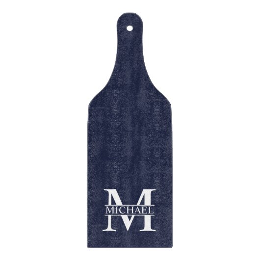 Navy Blue - gepersonaliseerd monogram en naam Snijplank (Voorkant)