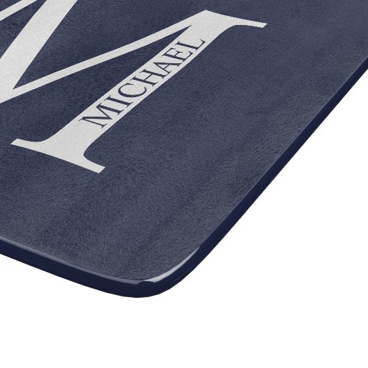 Navy Blue - gepersonaliseerd monogram en naam Snijplank (Hoek)