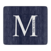 Navy Blue - gepersonaliseerd monogram en naam Snijplank (Voorkant)