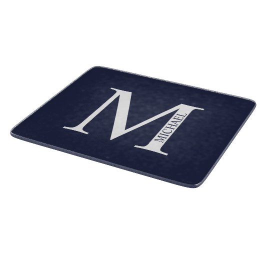 Navy Blue - gepersonaliseerd monogram en naam Snijplank (Hoek)