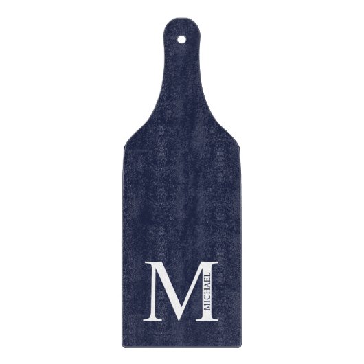 Navy Blue - gepersonaliseerd monogram en naam Snijplank (Voorkant)