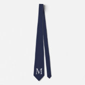 Navy Blue gepersonaliseerd monogram en naam Stropd Stropdas (Voorkant)