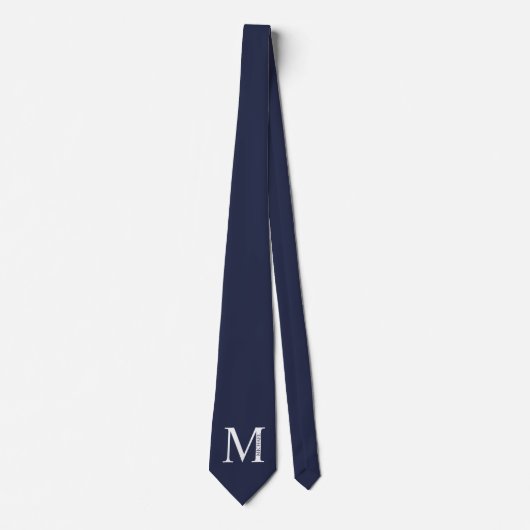 Navy Blue gepersonaliseerd monogram en naam Stropd Stropdas (Voorkant)
